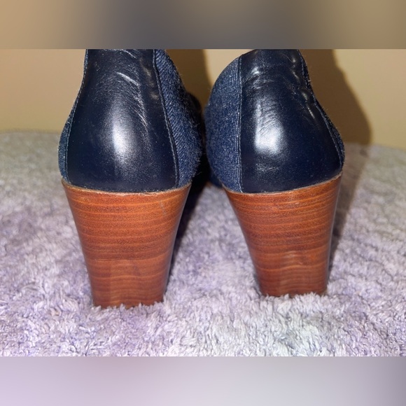 Donald J Pliner Womens Denim Pumps Blue Stretch Square Toe Block Heel Slip On 8N - Picture 4 of 11